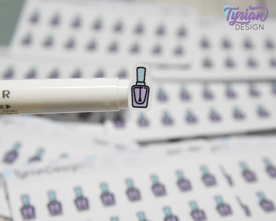 Nails Teeny Stickers | Nail Polish stickers | 16 Stickers | .33" x .58" Each | 3.375" x 2.125" Mini Sheet | White or Clear