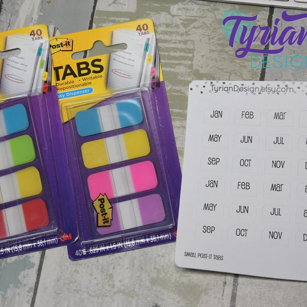 Small Month Stickers for Tabs for Planners and Journals. 2 sets Jan - Dec stickers for bullet journals. White or Clear Matte