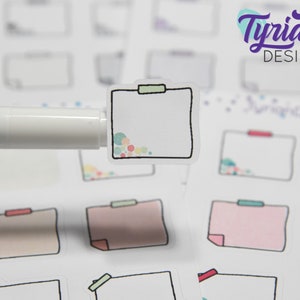 Autocollants pense-bête | Différentes options de couleur | Autocollants dessinés à la main | Stickers superposés | Autocollants finis washi | Blanc mat