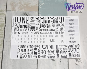 Kit mensual de junio / Primo Hobonichi / Kit mensual A5 / Kit simple de Hobonichi / Inicio domingo o lunes / Hoja 5x7 / 47 pegatinas