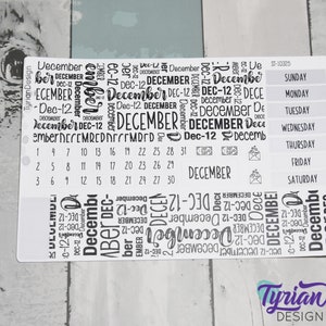 Kit mensuel de décembre | Hobonichi Cousin | Kit mensuel A5 | Kit Hobonichi simple | Dimanche ou lundi Début | 5x7 Feuille | 47 autocollants