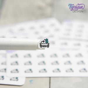 Autobetalingsstickers | Kleine stickers voor autoleningen op een minivel | 18 stickers | Elk: 0,42 x 0,4" | Sticker met voertuigpictogram | Wit of helder mat