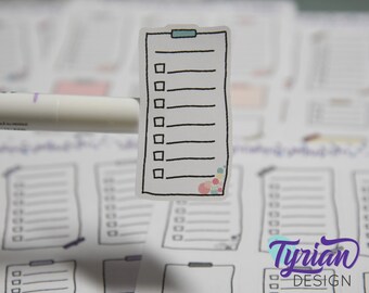 List Sticky Note Stickers | Different color options | Hand Drawn stickers | Layering Stickers | Over washi stickers | White Matte
