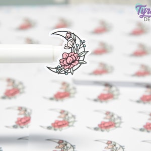 Pastell Mond Sticker | Mondsichel | 9 Sticker pro Bogen | 1 x 1" Sticker Größe | | 3,5 x 4,5" Blatt | Weiß oder Klar Matt
