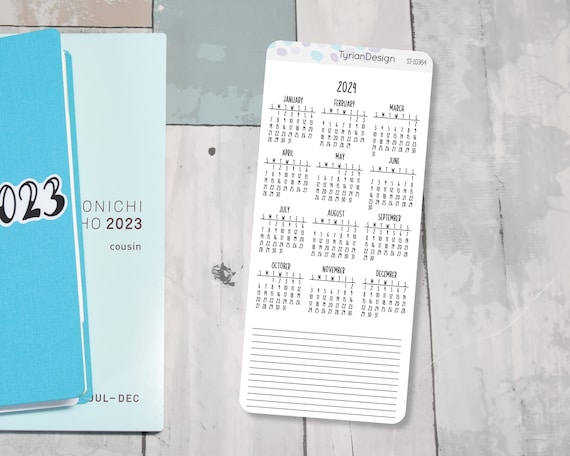 2024 Monthly Sticker for Hobo Weeks Hobonichi Weeks 3.25x7.5 Sheet