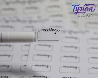 Meeting Stickers (Small) for Planners and Journals. (Shown on a various planners) Meeting, clear or white matte stickers