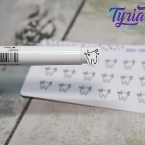 Dentist Stickers - Tiny Tooth stickers on a mini sheet - Great for small bullet Journals, Planner, Budget, or mimimalist planners