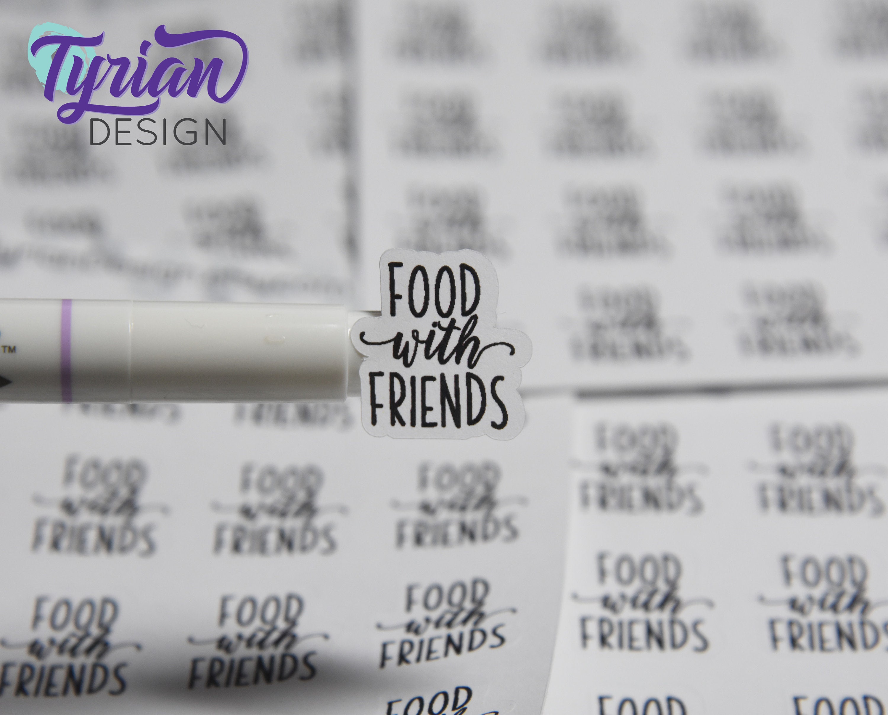 Eating Together Sticker Food With Friends Stickers Sheet for Planners and Journals. Black Type ...