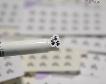 Geldaufkleber | Mini-Dollarzeichen-Aufkleber | Mini-Bogen | 21 Aufkleber | je 0,35 x 0,4 Zoll | Ausgaben | Weiß oder Transparent Matt