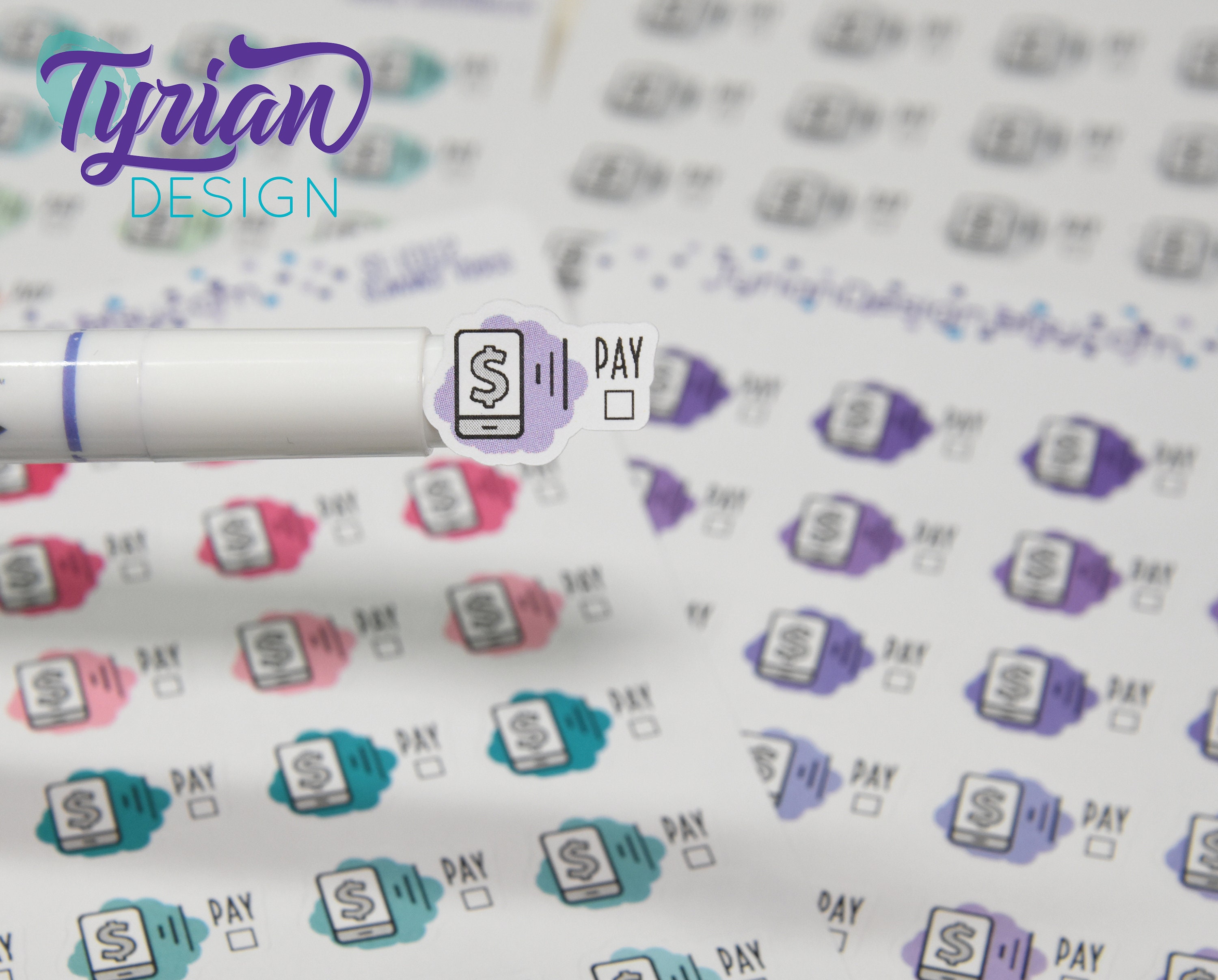 Cell Phone Payment Stickers. Different Color Options. Keep Track of ...