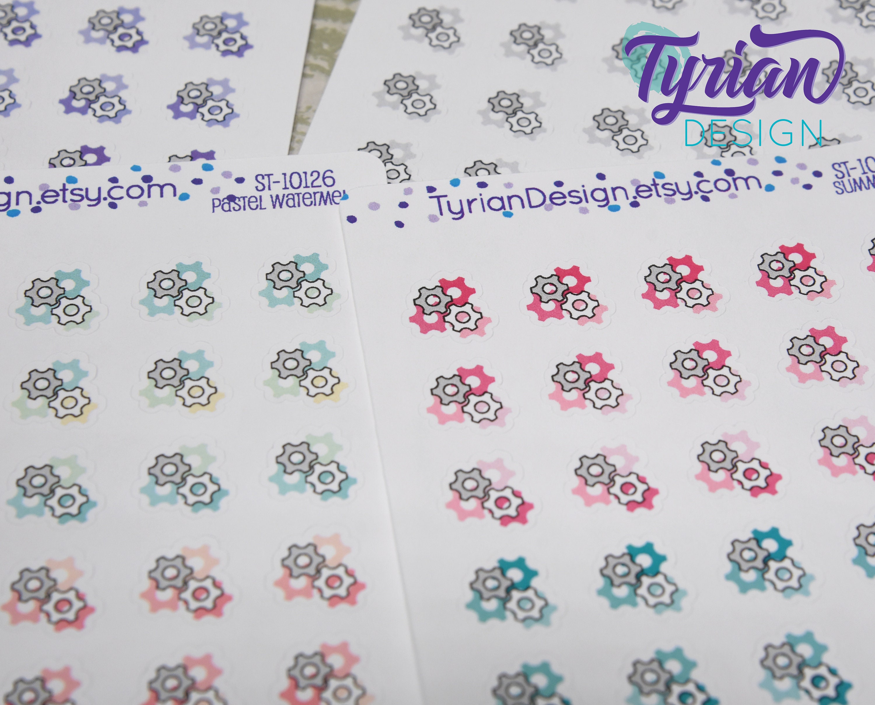 Gears Icon Stickers. Different Color Options. Auto Maintenance, Fix It ...