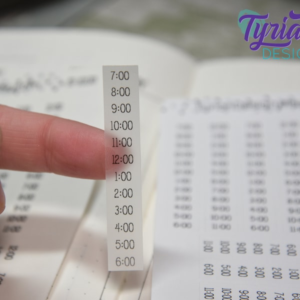 Pegatinas verticales horarias para agendas y diarios. Compatible con bullet journals de 5 mm.