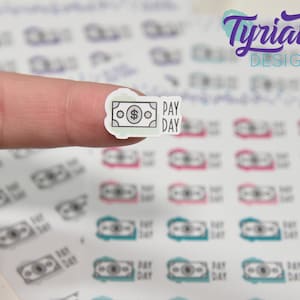 Zahltag Sticker. Verschiedene Farbvarianten. Behalten Sie die Gehaltszahlungstage mit Aufklebern im Auge, die ideal für Budgetplaner, Journals und Kalender sind