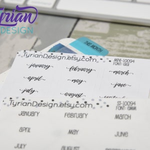 Month Stickers for Tabs for Planners and Journals. 1 set of January - December stickers for bullet journals. White or Clear Matte
