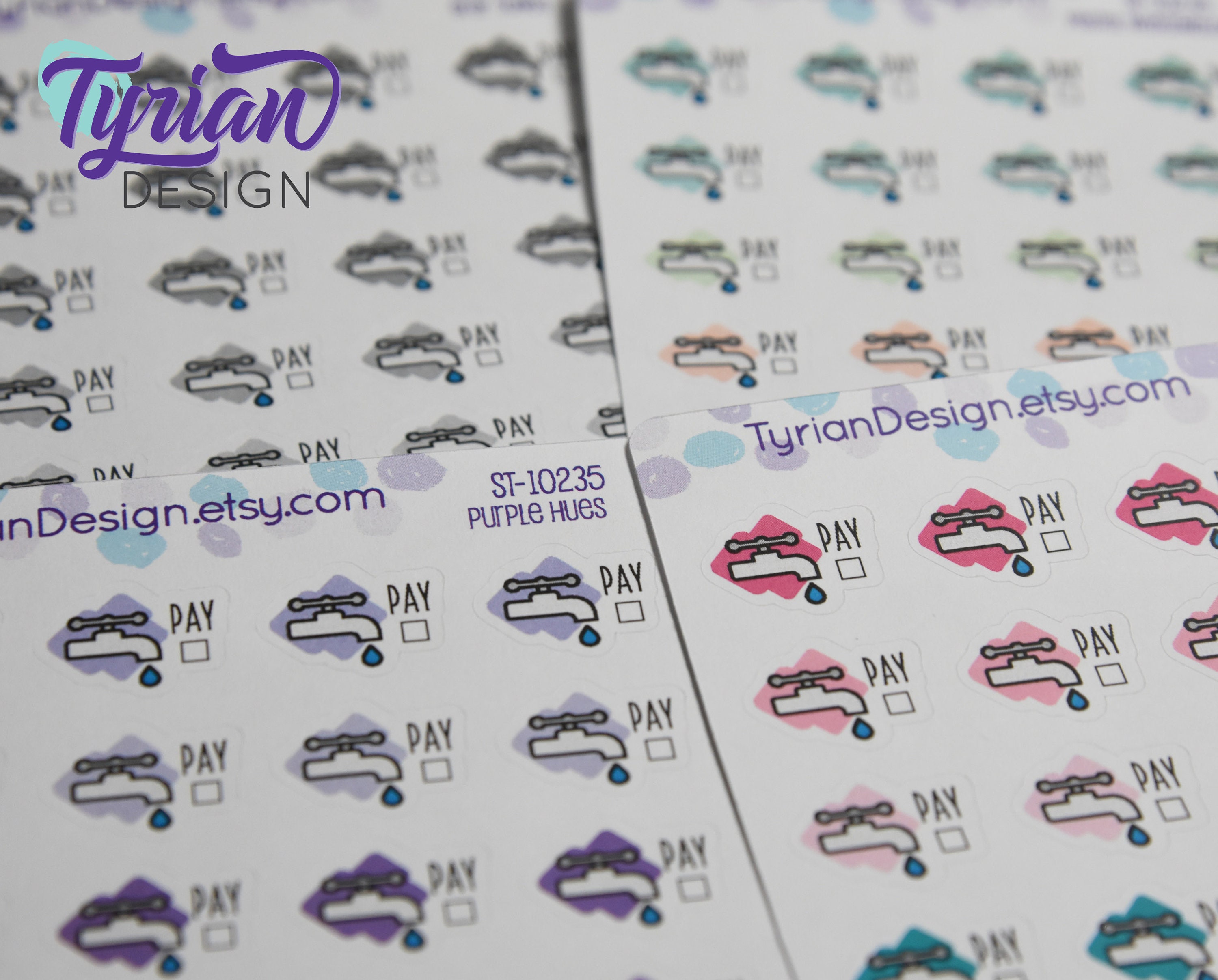 Water Payment Stickers. Different Color Options. Keep Track of the ...