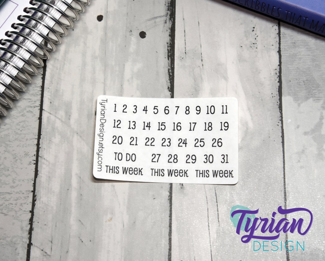 Dates Stickers for Planners and Journals | 1-31 Stickers | This Week ...