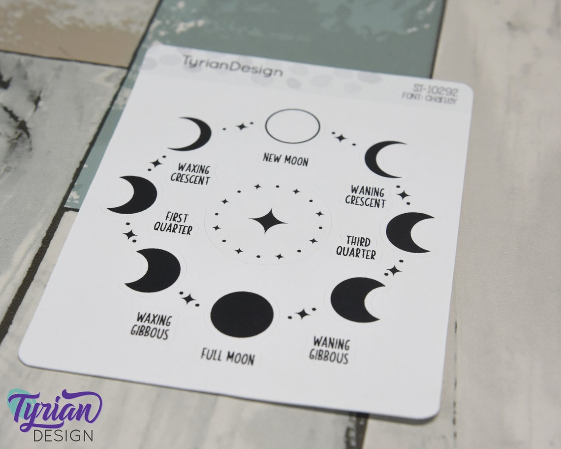 Moon Phases Icon Stickers | Phases of the Moon With Extras | Moon ...