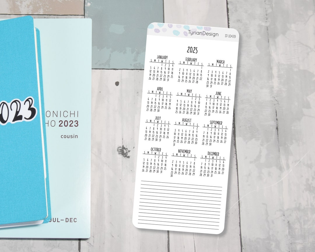 2025 Monthly Sticker for Hobo Weeks Hobonichi Weeks 3.25x7.5 Sheet 1