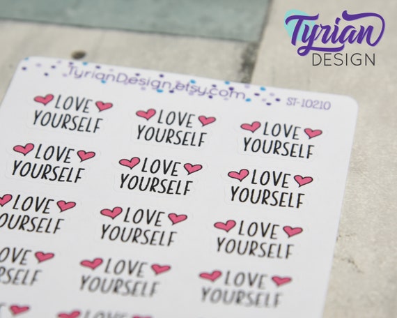 Details about   'Love Yourself' Original Hand Drawn Sun Sticker 