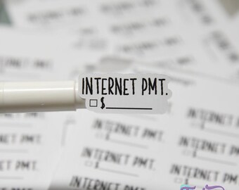 Internet Payment Stickers | Bill Payment stickers | 15 Stickers | 1.1" x .53" Each | 3.5 x 4.5" Sheet | Charley Font | White or Clear