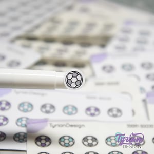 Soccer Stickers | Tiny Soccer Ball stickers | 18 stickers | .46 x .46 inches | Mini Sheet 3.375&quot; x 2.125&quot; | White or Clear Matte