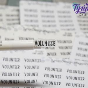 ボランティアステッカー | 3.5 x 4.5インチシート | ステッカーサイズ 1 x 0.34インチ | 1シートあたり24枚 | Charlie Font