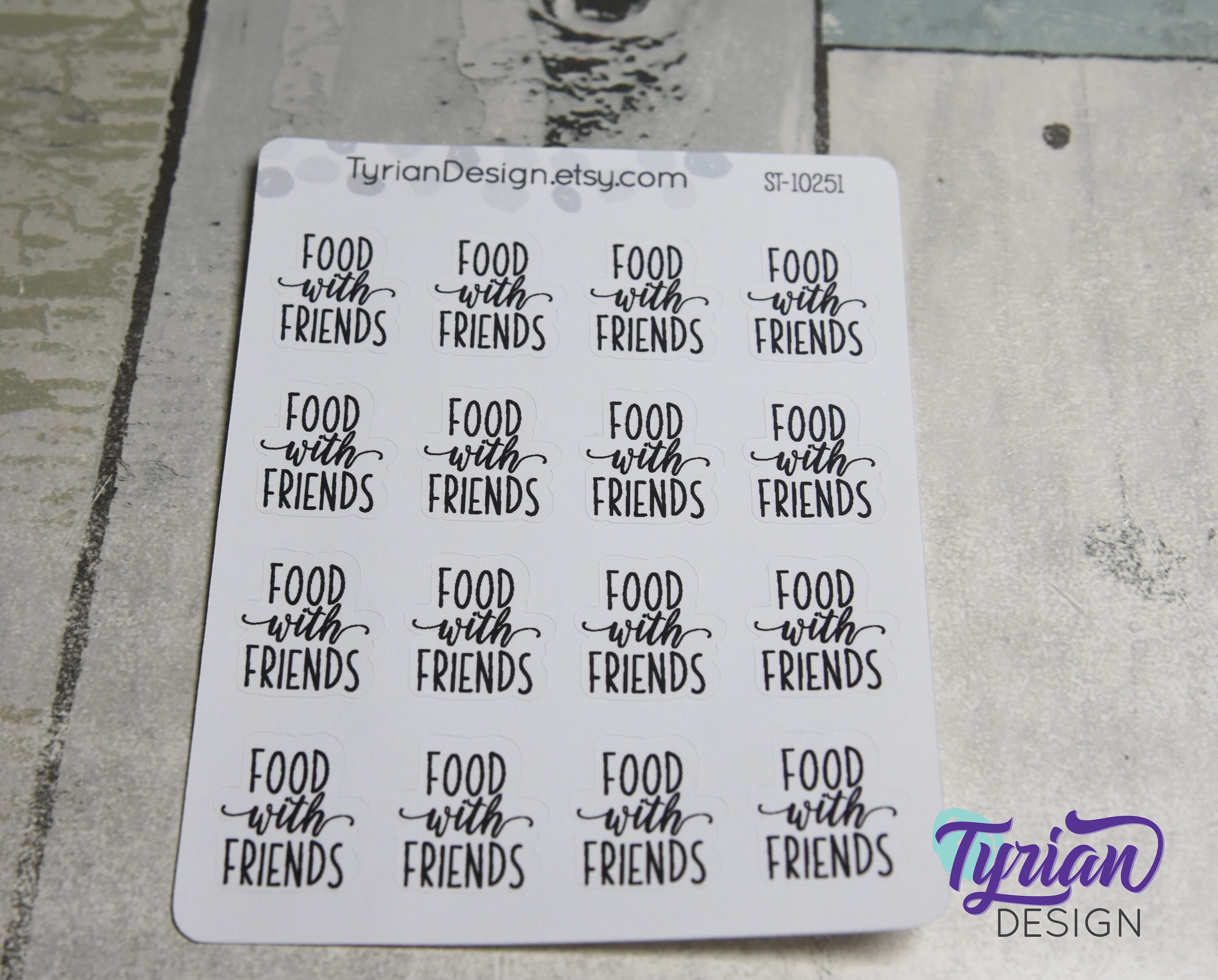 Eating Together Sticker Food With Friends Stickers Sheet for Planners and Journals. Black Type ...