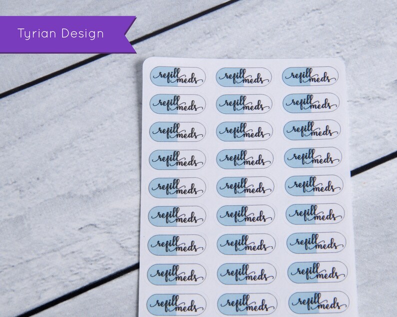 Refill Meds Medication Stickers Small for Planners and | Etsy