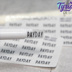 Zahltag Sticker Minibogen für Planer und Journals. Schwarze Art, klare oder weiße matte Aufkleber - Gehaltsaufkleber