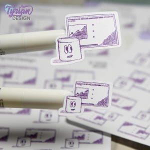 Presentatiestickers | Sketchy Mellows-stickers | 10 stickers | 2 maten | Vel 3,5 x 4,5" | Wit of helder mat | Marshmallow-stickers