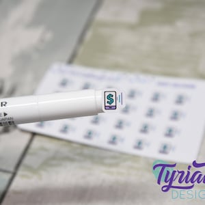 Mobiele telefoonstickers - kleine betalingsstickers voor mobiele telefoons op een minivel - voor kleine bulletjournals, planners, budgetplanners of minimalistische planners