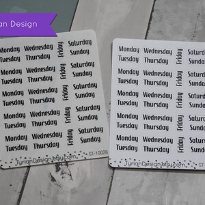 Days of the week Stickers (Simple- Brush Lettering) for Planners and Journals. Foil Date headers, date headers with foil options