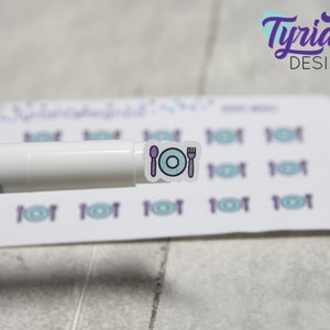 Meal Stickers | Tiny Meal stickers on mini sheet | Great for pocket planning | Meal Planing icon sticker | Date Night | White or Clear Matte