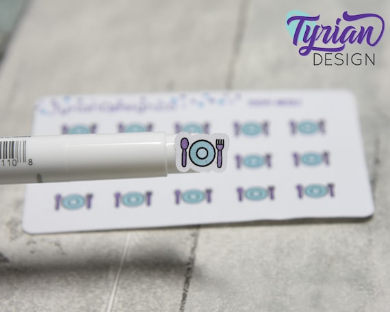 Meal Stickers | Tiny Meal stickers on mini sheet | Great for pocket planning | Meal Planing icon sticker | Date Night | White or Clear Matte