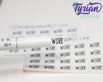 Work Stickers Mini Sheet for Planners and Journals. Black Type, clear or white matte stickers - Work Stickers