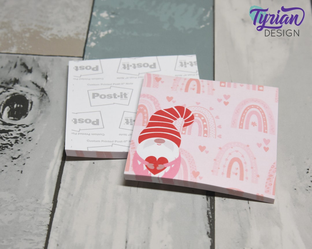 Gnome Postit Notes Hearts and Rainbows Gnome Sticky Notes 3x3 50 per