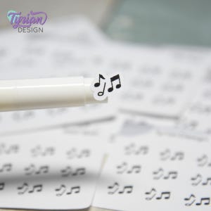 Pegatinas de música / Pegatinas de música pequeñas / Hoja pequeña / 18 pegatinas / 0,45 x 0,39" cada una / Icono de notas musicales / Blanco o transparente mate