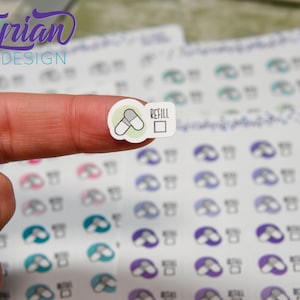 Refill Meds Stickers. Different color options. Keep track of medicine, prescriptions stickers Great for Planners, journals and calendars