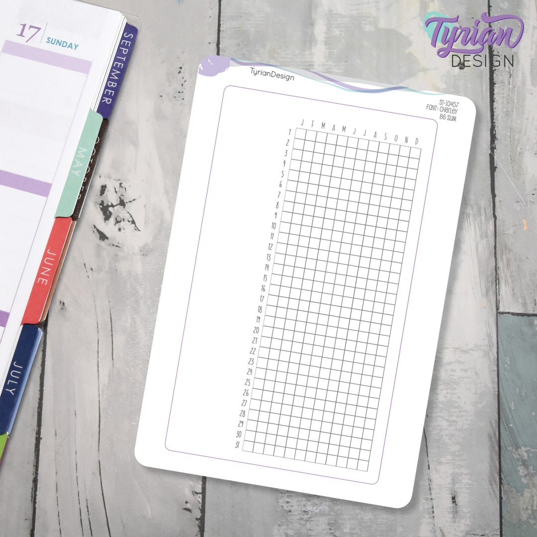 365 Tracker Full Page Sticker for B6 Slim | Fits B6 Slim Notebooks | 5 ...