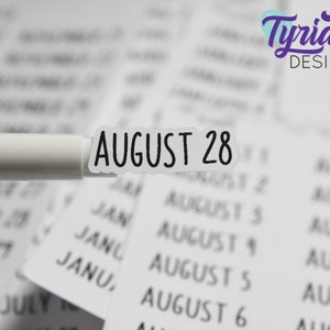 Stickers mensuels (grands) pour agendas et journaux | 1 à 31 (varie selon le mois) autocollants pour bullet journal | Blanc ou transparent mat - Charley
