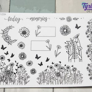 Blumen Journal Aufkleber | Erinnerungssticker | Blumen Sticker, Blumen Sticker 21 Sticker | Weiß oder Klar Matt | 5x7" Bogen