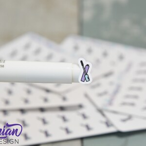 Mascara Stickers | Tiny Mascara stickers on a mini sheet | 18 stickers | .37 x .5&quot; each | Mascara icon sticker | White or Clear Matte