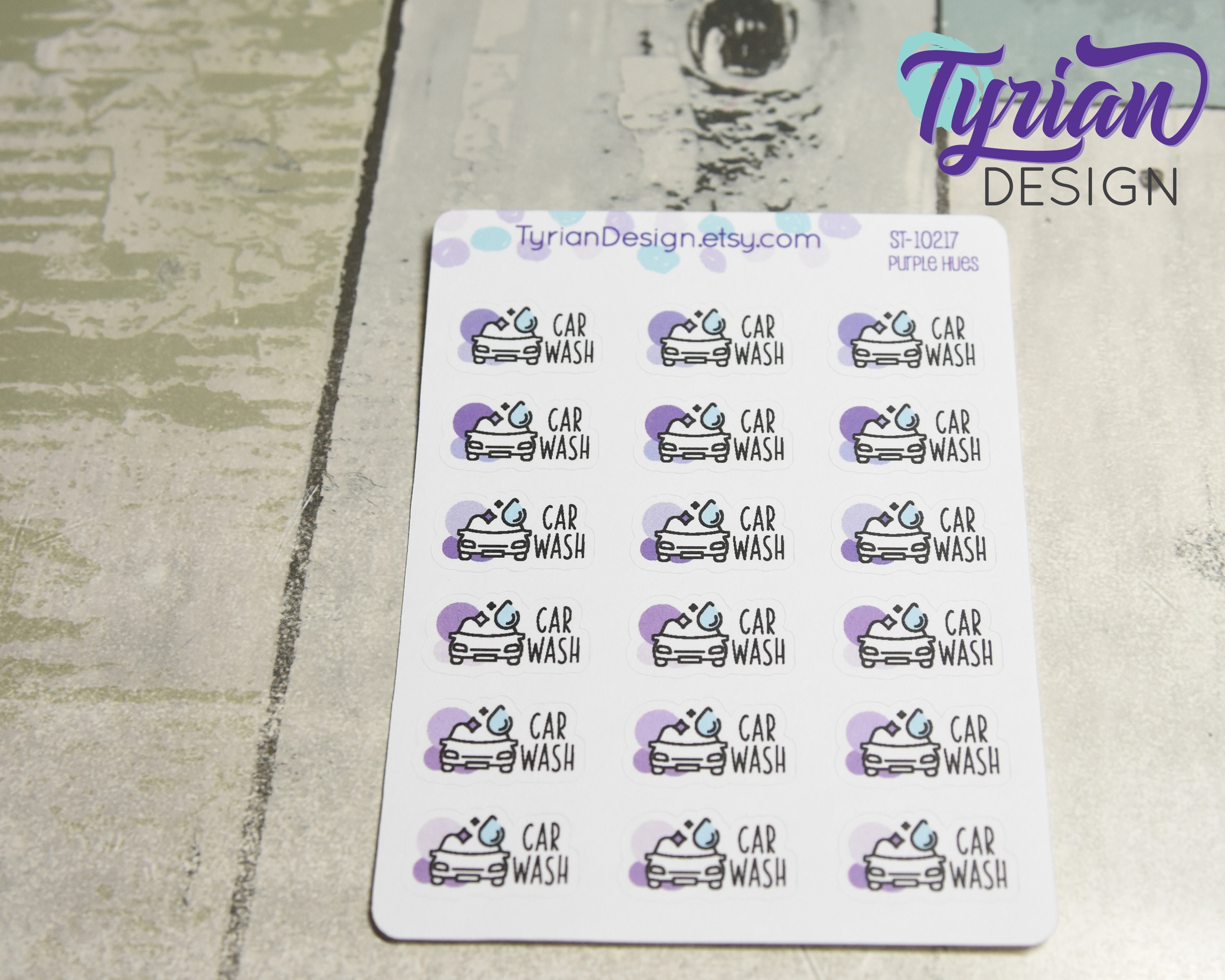 Car Wash Icon Stickers | Different Color Options | Car With Suds | Icon ...