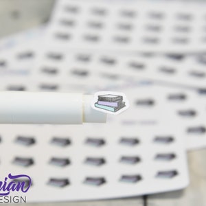 Book Stack Stickers | Tiny Reading stickers on a mini sheet | 18 stickers | .37 x .42&quot; each | Book icon sticker | White or Clear Matte