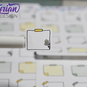 Autocollants pense-bête | Thème marguerite | Autocollants dessinés à la main | Stickers superposés | Autocollants finis washi | Blanc mat