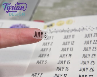 Monthly days Stickers |  1-31 (varies by month) stickers | 3.5 x 5&quot; Sheet |  White or Clear Matte | Font: Charley