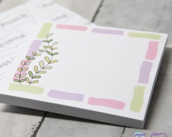 Pastel Floral Sticky Notes | 3x3 Memo Pad | Cute Planner Sticky Notes | Desk Notepad | Stationery Gift | 50 Sheets