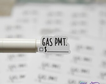 Gas Payment Stickers | Bill Payment stickers | 18 Stickers | .88" x .53" Each | 3.5 x 4.5" Sheet | Charley Font | White or Clear