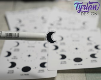 Adesivi con icone delle fasi lunari / Fasi lunari con extra / Adesivi lunari Ottimi per agende, diari e calendari