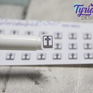 Bible Stickers | Tiny Bible stickers on a mini sheet | Great for pocket planning | Bible icon sticker | Bible Study | White or Clear Matte
